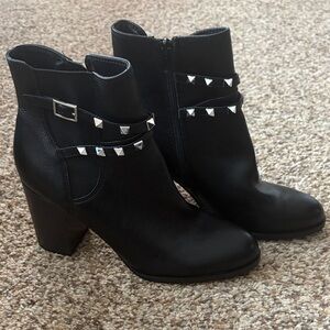 Nine West Black Ankle Boots with Silver Studs